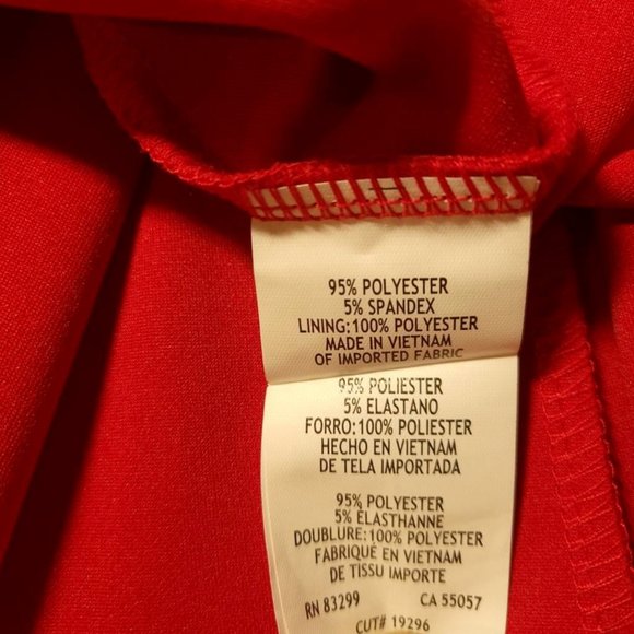 Jump Apparel Womens Fit & Flare Dress Red Stretch V Neck Cap Sleeve XS New - Picture 8 of 9